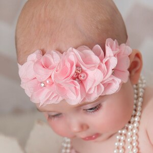 Baby Thin Headband Girl Newborn Toddler Hair Christening Party Flower Hot Pink