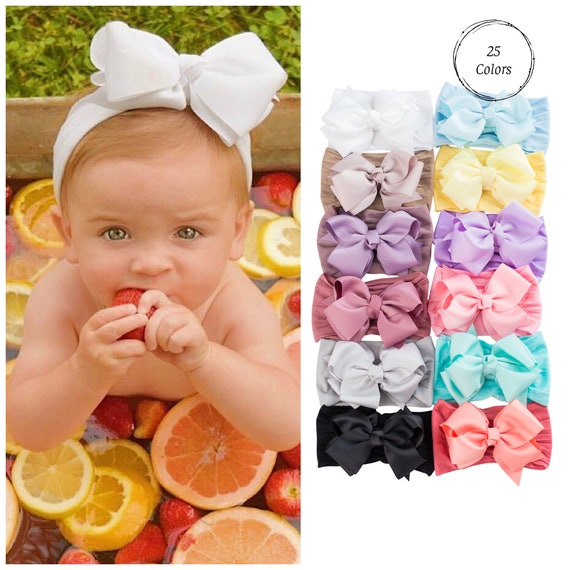 Fasce per bambina, fiocchi per neonati, fasce per capelli per bambina,  turbante in nylon per bambini, fascia per capelli TRIO FLOWER, fiocchi per  capelli per bambini, fascia per la testa 