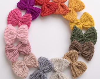 Crocheted Hair Bow, Baby Crocheted Headband,  Girls Hair Clips, Toddler Hair Bows Clips, Fall Hair Bows, Baby Bow Headband, Baby Headbands