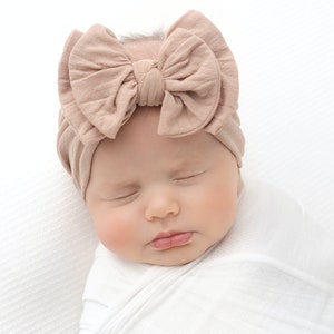 Nylon Knotted Headband, Big Bow Baby Girl Hair Accessory (One Size Fits All)