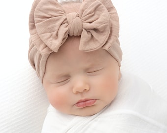 Nylon Knotted Headband, Big Bow Baby Girl Hair Accessory (One Size Fits All)