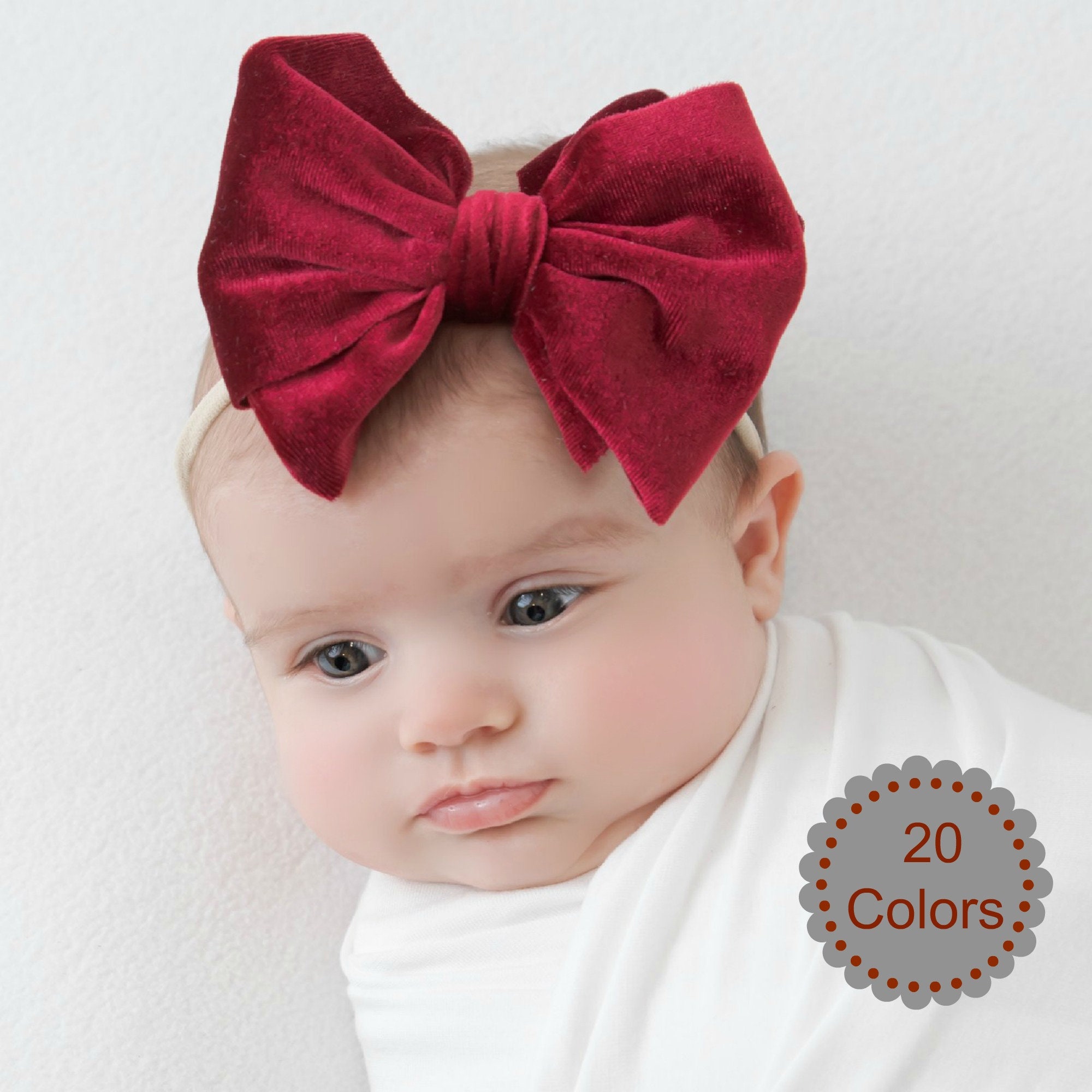 Red Baby Girl Velvet Headbands Newborn Infant Toddler Hairbands and Bows Child Hair Accessories