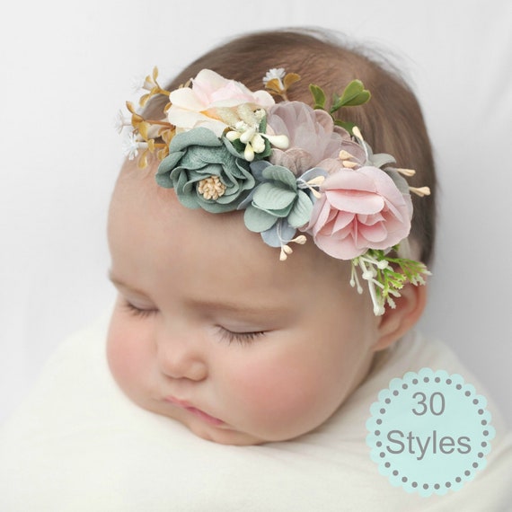 infant bows baby girls headband pink flower headband baby flower crown Baby headband baby girl hair bows newborn photo prop headband