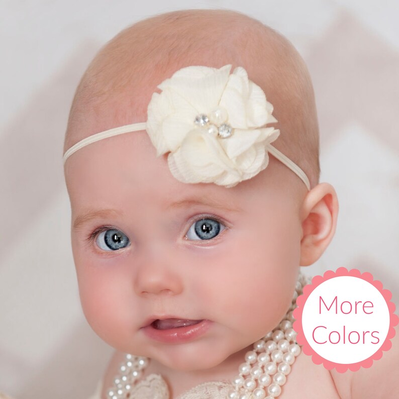 Ivory Baby Headband Baby Headbandsbaby Girl Headbandnewborn Etsy