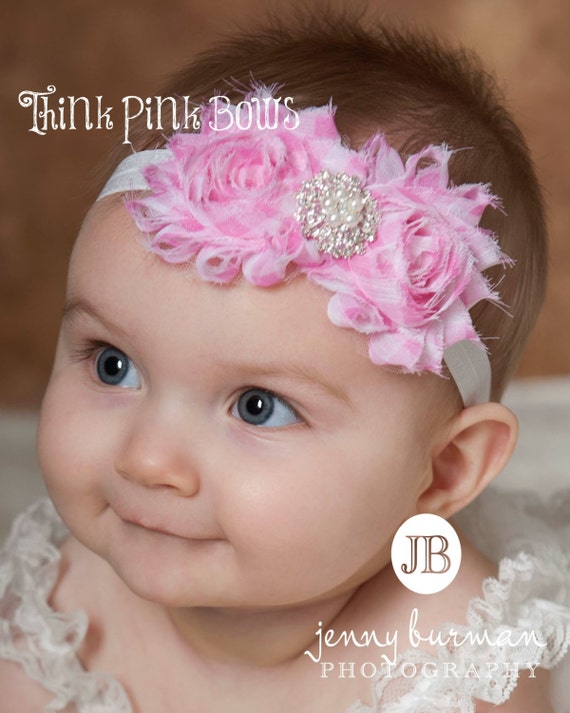 Items similar to Pink Baby Headband, Headband, baby girl headband