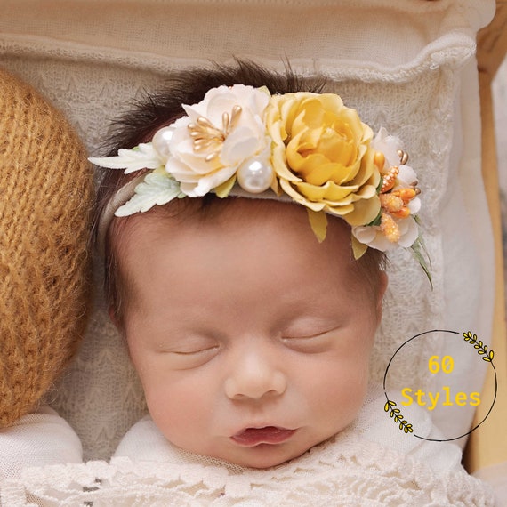 Diadema para bebés, Diadema de flores rosas, Diademas para niñas