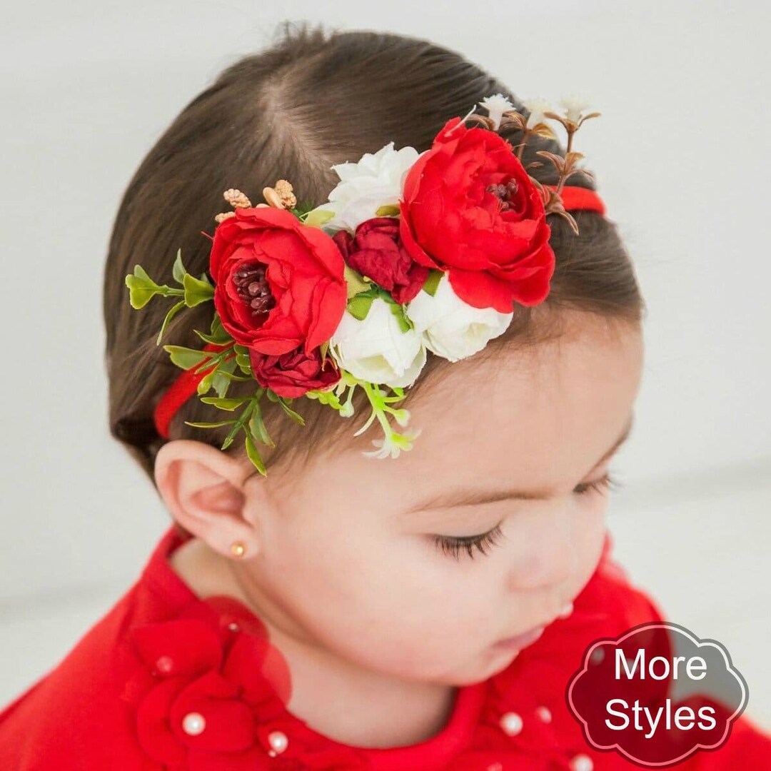 Red Baby Headband Baby Headbands floral Nylon Headband Etsy