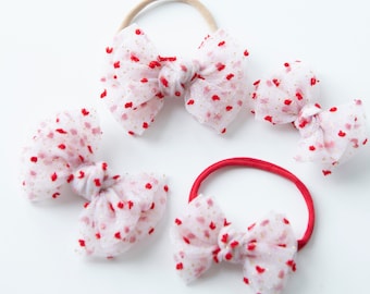 Red Christmas Bow Headband, Baby Girl Hair Clip