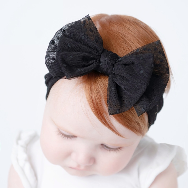 Baby Headbands, Girls Hair Bows, Turban headband, Toddler Hair Bows, Newborn Girl Gift, Black Baby Head Wraps, Baby Girl Turban, Knot Bow image 7