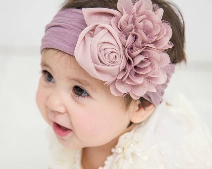 Floral Baby Headband, Soft Nylon Newborn Flower Headwrap