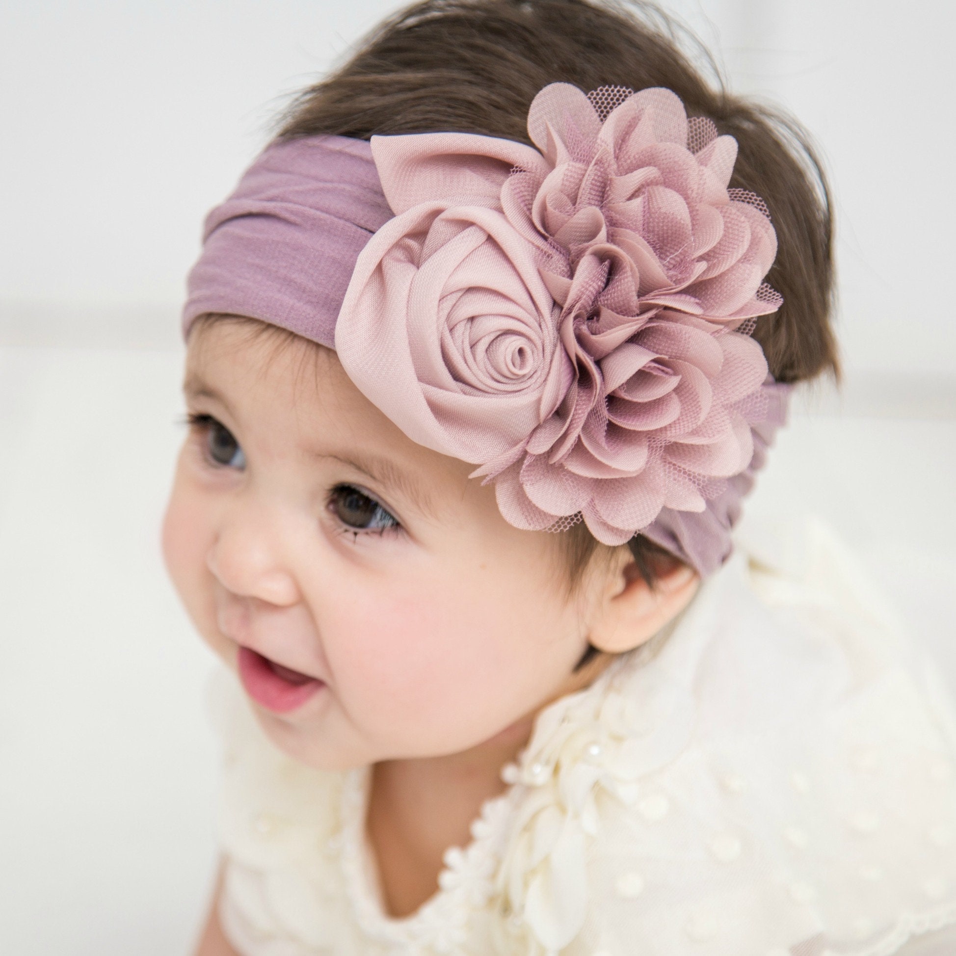 Baby Girl Pink Tie Knot Baby Headband 65% 35% Poly/Cotton 