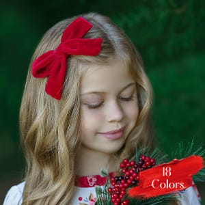 Big Velvet Hair Bow, Girls Velvet Hair Bows, Baby Headbands, Back to School Velvet Hair Bow, Velvet Baby Bow, Velvet Baby Headbands, LUXE 5&quot;