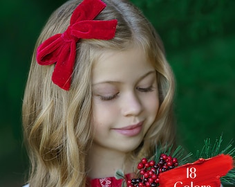 Big Velvet Hair Bow, Girls Velvet Hair Bows, Baby Headbands, Back to School Velvet Hair Bow, Velvet Baby Bow, Velvet Baby Headbands, LUXE 5"