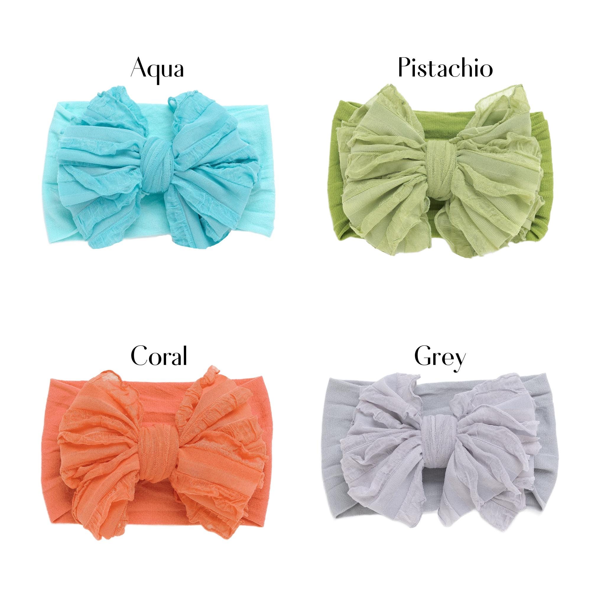 Big Ruffle Bow Baby Headband, Soft Nylon Headwrap, Baby Girl