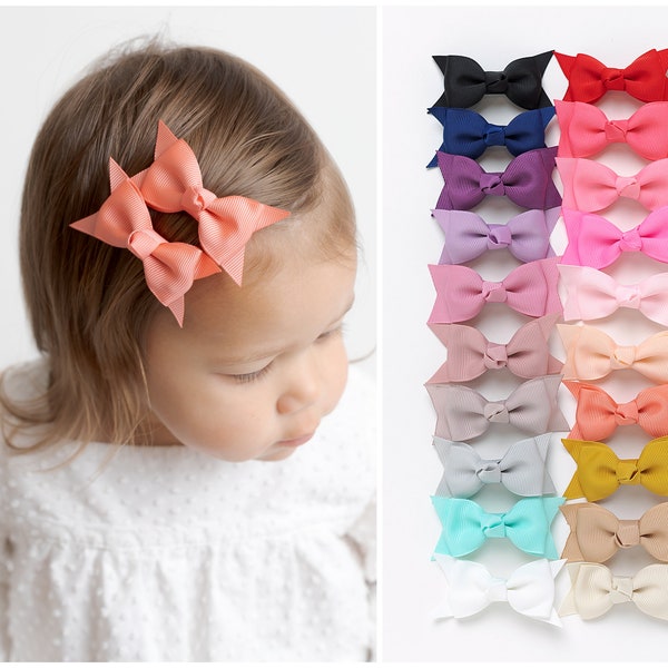 Baby Bow Hair Clips, Toddler Bows, Knotted Hair Bows, Girls Barrettes, Baby Bow Clip, Pigtail Bow SET, School Girl Bows, PIPPA Toddler Clips