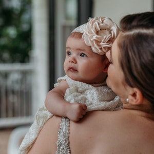 Baby Headband, Lace Headband, Baptism Headband, Newborn Headband, Flower Headband, Flower Girl Headband, Wedding Headband, Christening Bow