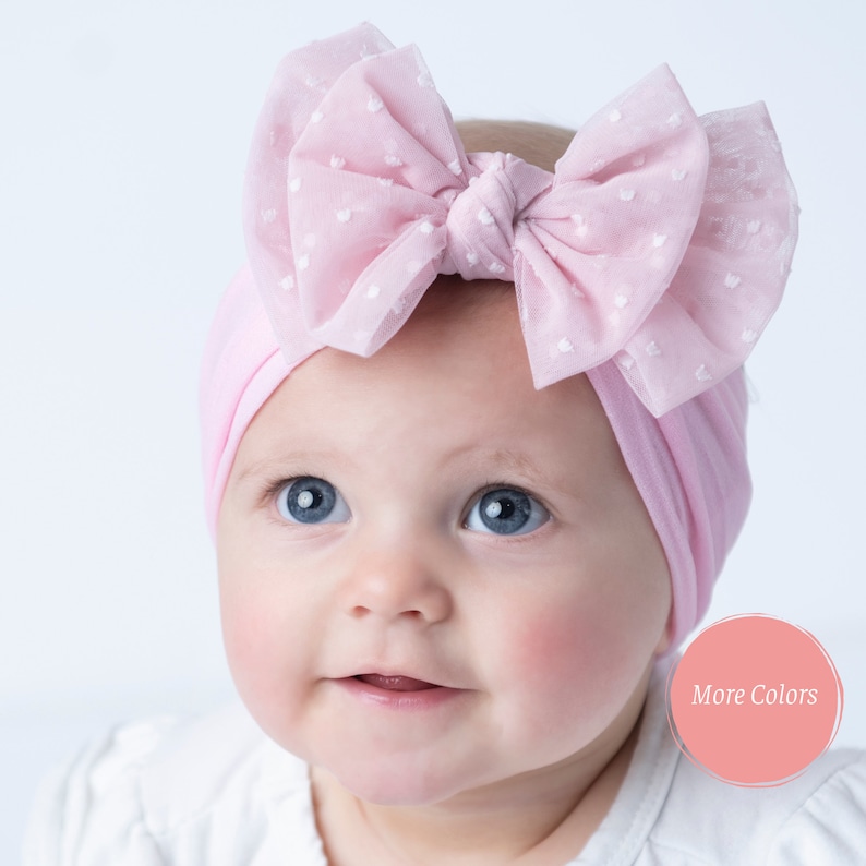 Baby Headbands, Girls Hair Bows, Turban headband, Toddler Hair Bows, Newborn Girl Gift, Black Baby Head Wraps, Baby Girl Turban, Knot Bow image 1