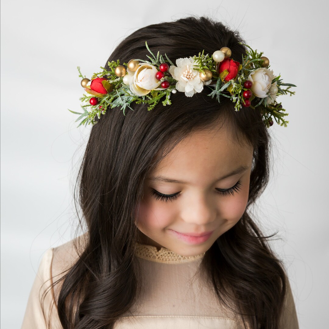Flower Crown Winter Wedding Floral Crown Christmas Halo - Etsy