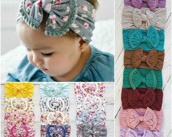 ONE SIZE FITS All Baby headbands, Nylon headbands,Nylon Top Knot Bow Head wrap, baby headwrap,Baby Headband,Baby Nylon Headbands, Big bow