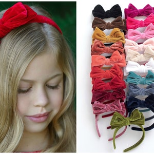 Girls Hard Headbands, Red Velvet Headband, Christmas Bow Headband , Headbands for Toddlers Girls Adults, Velvet Bows, School girl Headband