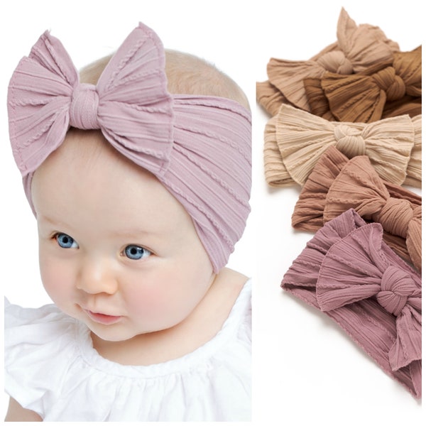 Bow baby headbands, Cable knit baby headbands, newborn baby headbands, baby turbans, baby girl bows, ribbed baby headbands