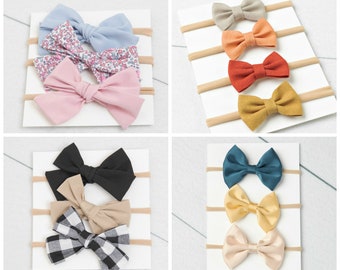 Baby headband SET, Baby Headband, Small Bows, Baby Bows, Newborn headbands,  Nylon Headbands, Itty bitty bows,Baby hair bows,Flower Headband