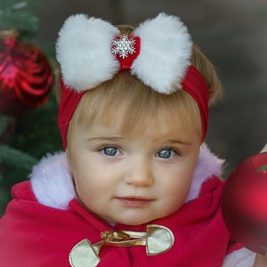 Christmas Baby Headband, Red Baby Girl Christmas Bows, Toddler Bow Headband,  Newborn Baby Headband, Santa Big Bow Headband, Baby Girl Gift