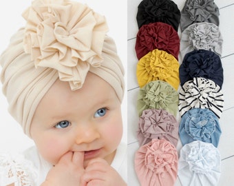 Baby Turban Mütze, Baby Mädchen Turban, BLUME Baby Turban, Baby dehnbare Mütze, Baby Turban Stirnband, Säuglingsmütze, Neugeborenen Turban, Baby Stirnbänder