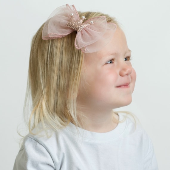 Princess Crown Birthday Hair Bow, Clip or Nylon Headband