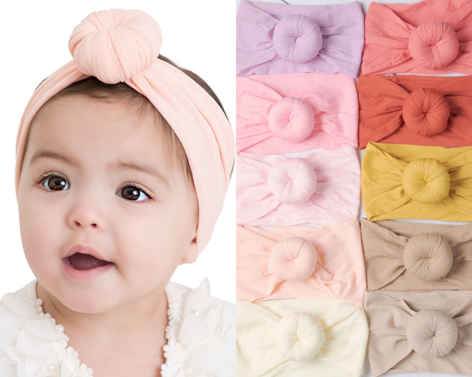 Baby Headbands Nylon Headwraps Round Knot Head Wrap Stretch Etsy