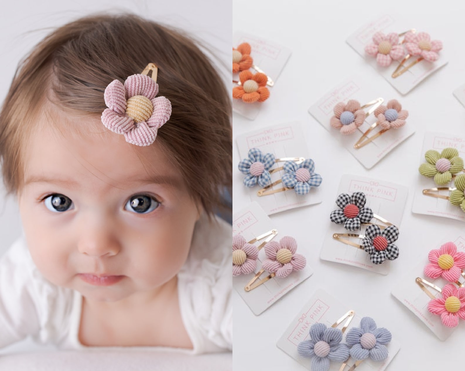 Puff FLOWER Hair Clip Toddler Hair Bow Girls Hair Clips Etsy