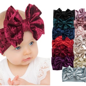 Baby Girl Headband, Big Bow Headwrap, Christmas Velvet Double Bow Headbands, Christmas Hair Bows, Baby Turban, Red Christmas Hair Bows,