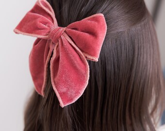 Christmas Velvet Hair Bow, Toddler Hair Bows, Girls Big Bows, Girls Christmas Hair Bows, Velvet Baby Bow Headband, Toddler Hair Clips FABLE