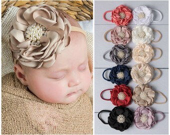 Baby headbands, Baby girl headband,flower nylon headband, flower crown headband, nylon headbands,Newborn headband, Infant Headband,Hair bows