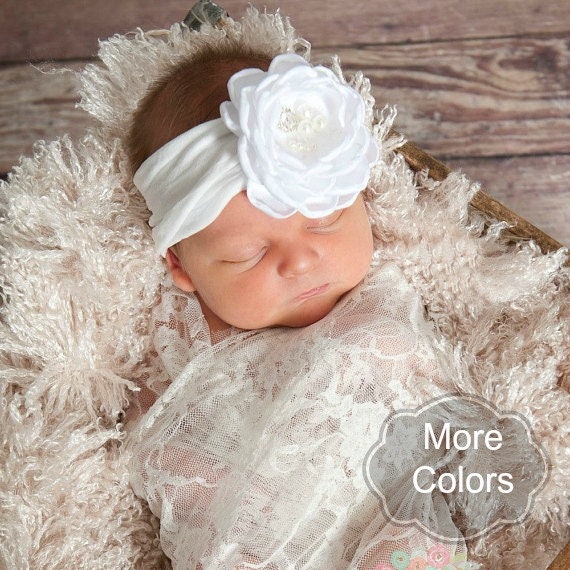 Blanc Bebe Bandeau Bandeaux De Bebe Enfant En Bas Age Etsy