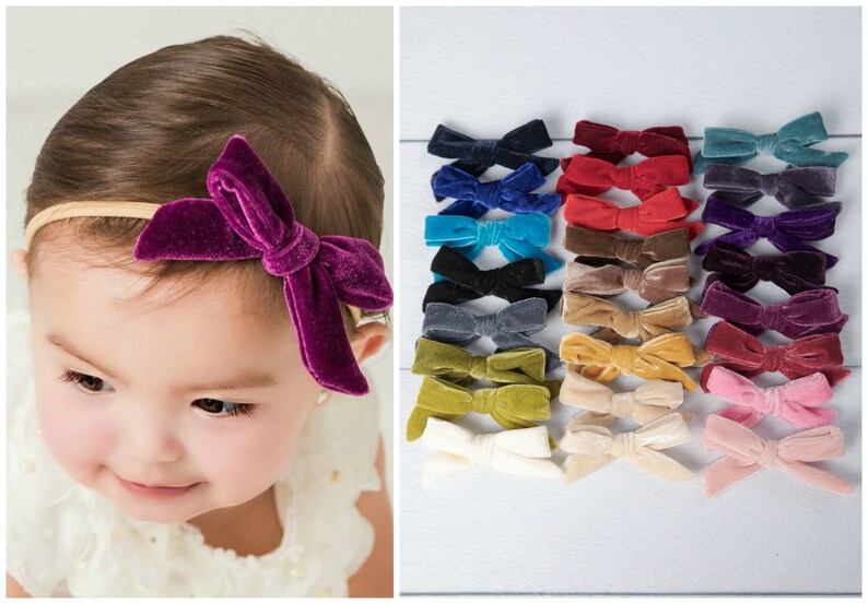 Baby Headbands Velvet Hair Bow Velvet Baby Bows Velvet Etsy