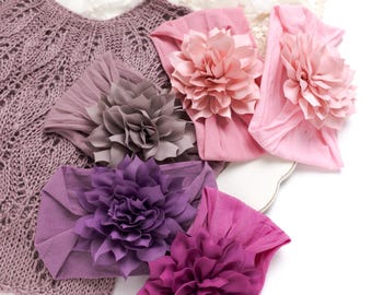 Baby Girl Headbands, Baby Hair Bows, Newborn Headbands, Baby Bows, Baby HeadWraps, White  Flower Headband, Pink Baby Girl Bow, Baby Gift