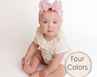 Baby Headbands, Big Bow Baby Headband, Baby Girl Bows, Pink Bow Headband, TULLE Newborn Headbands, Toddler Hair Bows, Baby Girl Gift