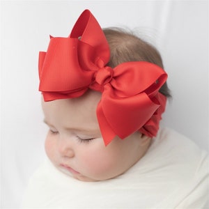 Big Bow Baby Headband, Baby Girl Headbands, Turban Nylon Headband, Baby Head Wraps, Oversized Baby Bow Headband, Toddler Hair Bows, Headwrap image 3