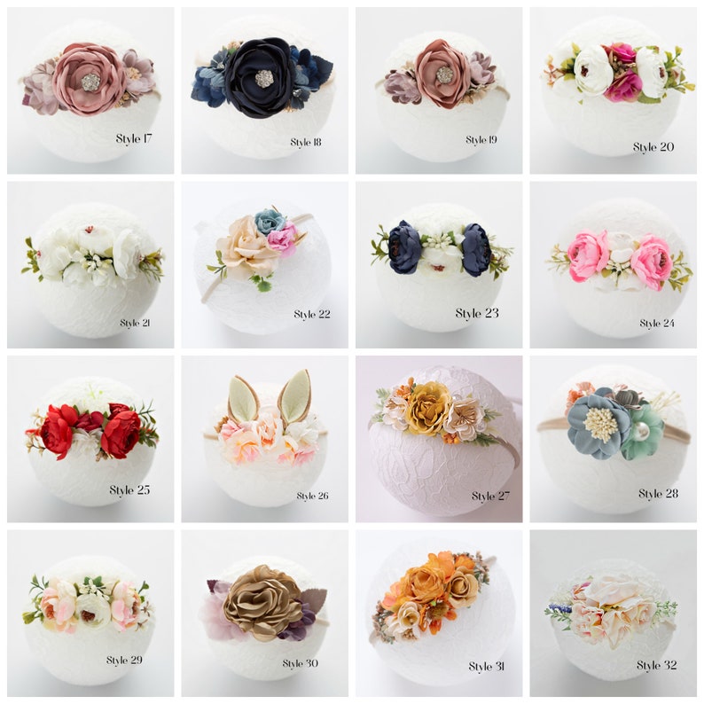25 Styles Baby girl headband, floral nylon headband, flower crown headband, Baby headbands,Newborn headband, Infant Headband,Hair bows image 6