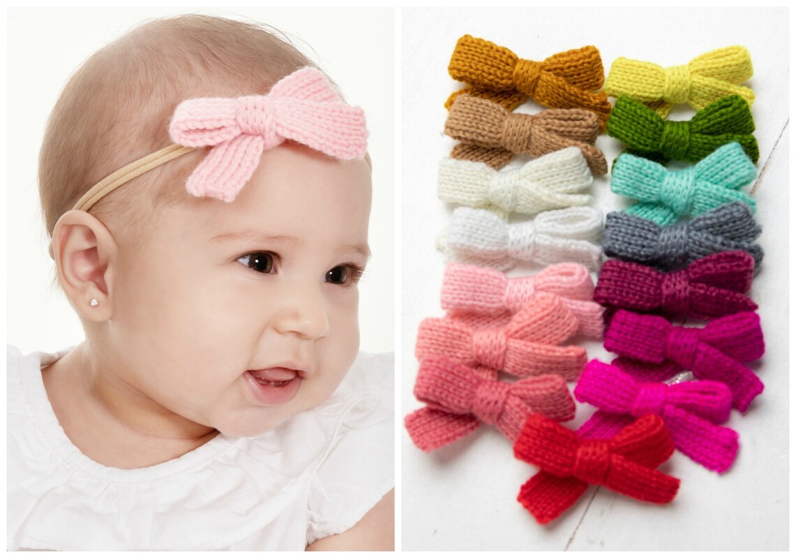 Baby headbands Crochet Hair Bow baby bows NEWBORN bows Etsy