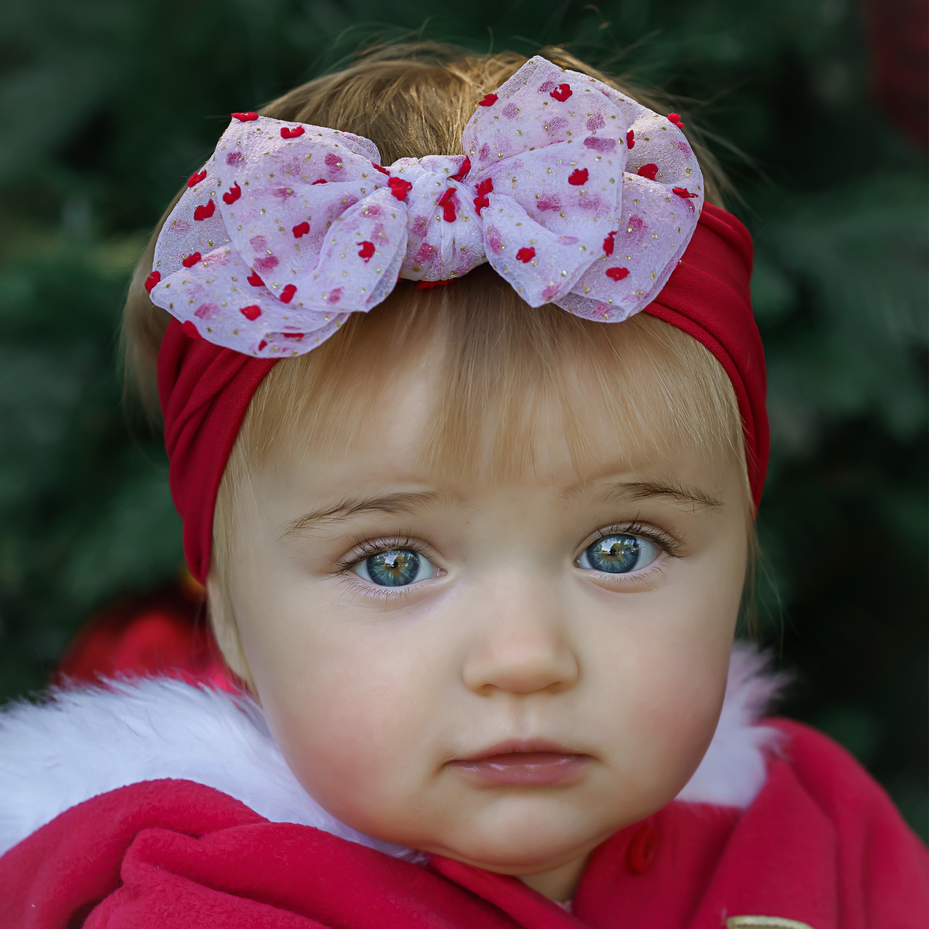 Bandeau de Noël bébé fille, noeuds pour cheveux de Noël en velours,  bandeaux bébé gros noeuds, bandeau nouveau-né en velours rouge, noeuds de Noël  bébé GRACE -  France