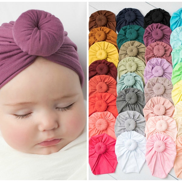 Baby Turban Hat, Baby Girl Turban, ROUND Knot Baby Turban,Baby Stretchy Hat, Baby Turban Headband, Infant Hat, Newborn Turban, Baby Headband
