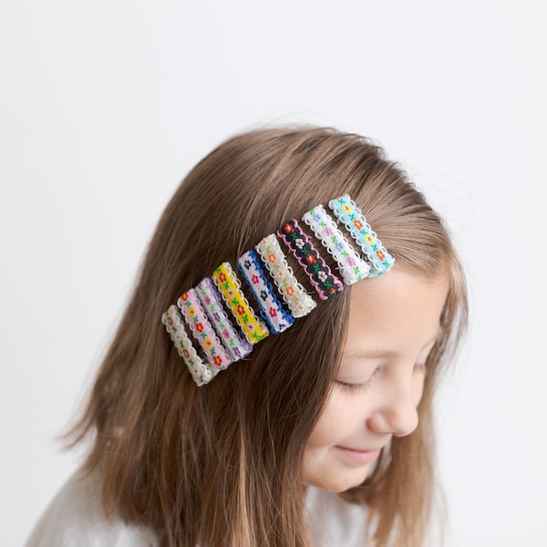 SET von 8 Band bedeckt Haarspangen für Mädchen, Kleinkind Haarspangen, No Slip Haarspangen, Geschenk für Mädchen, MICAELA Baby Schleife, Sommer Haarspangen