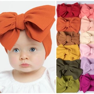 Big Bow Baby Headband, Baby Girl Headwrap, Toddler Hair Bows, Oversized Bow Headband, Baby Turban, Toddler Headwrap, Waffle Bow Headbands.