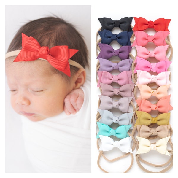 Nylon Baby Headbands, Baby Girl Bows, Baby Bow Headband, Newborn Bows Headbands,Baby Shower Gift , Toddler Hair Bows, Small Hair Bows  PIPPA