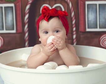Baby Girl Red Velvet Bow Headband, Newborn, Toddler
