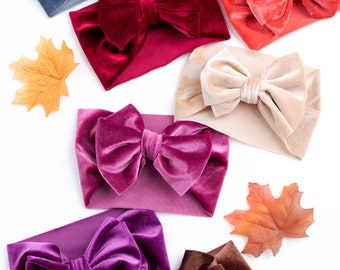 Nellie Velvet Baby Bow Headband, Oversized Christmas Newborn Headwrap