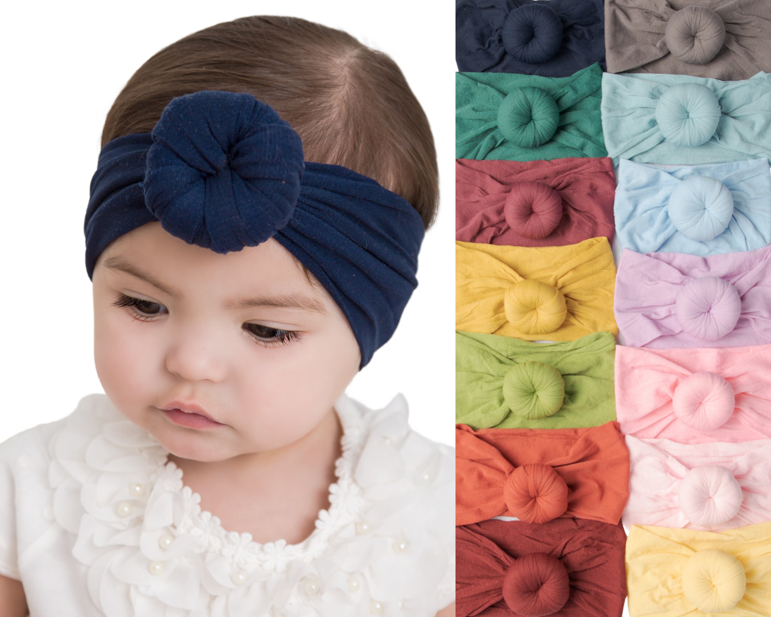 Baby Bow Headbands Girl Infant Toddler Newborn Soft Top Knot Turban Hair Wrap AU 