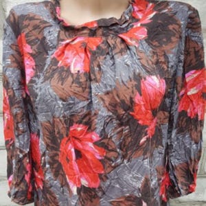 Boden Gray Floral Print Viscose Blouse Size 40